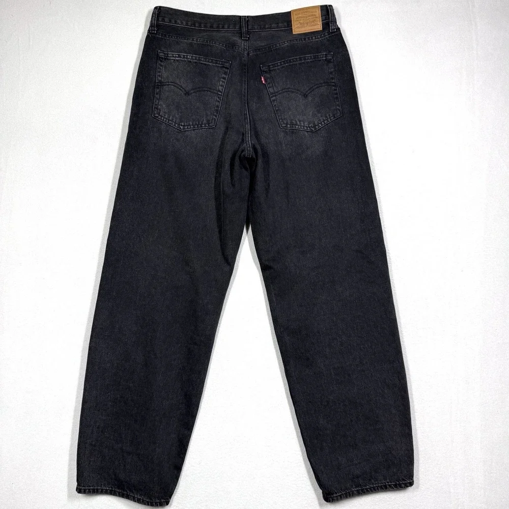 Levis Jeans Womens 31 Baggy Dad Wide Leg BIG E Premium Denim Relaxed Fit Black - Picture 6 of 15